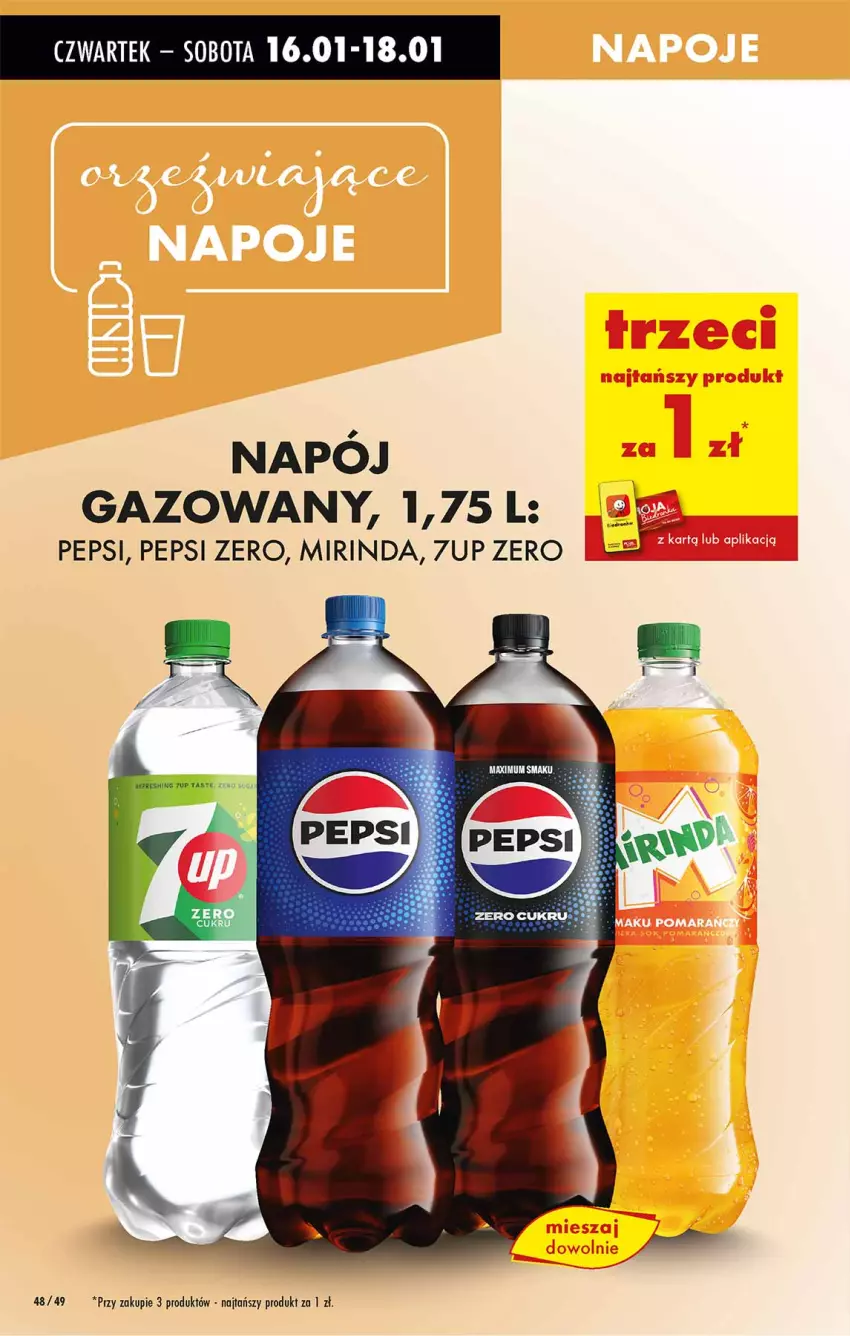 Gazetka promocyjna Biedronka - Od Czwartku - ważna 16.01 do 22.01.2025 - strona 48 - produkty: 7up, Mirinda, Napój, Napój gazowany, Pepsi