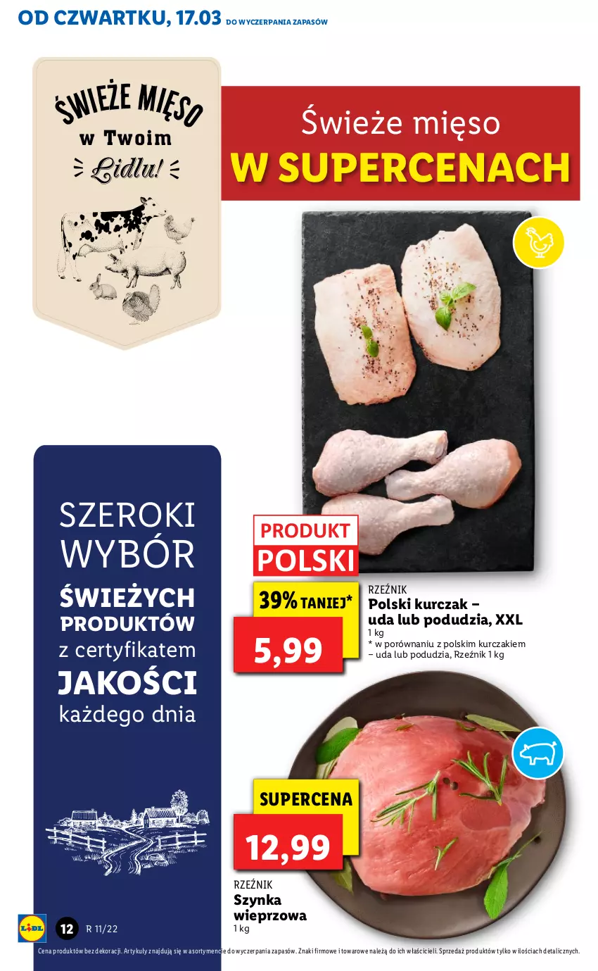 Gazetka promocyjna Lidl - GAZETKA - ważna 17.03 do 20.03.2022 - strona 12 - produkty: Kurczak, Mięso, Por, Szynka, Szynka wieprzowa