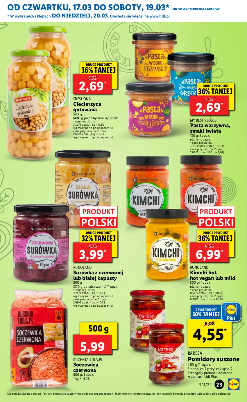 Gazetka promocyjna Lidl - GAZETKA - ważna 17.03 do 20.03.2022 - strona 23 - produkty: Kuchnia, Pasta warzywna, Pomidory, Runoland, Surówka