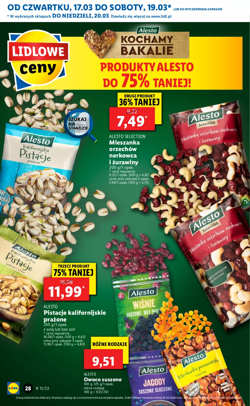 Gazetka promocyjna Lidl - GAZETKA - ważna 17.03 do 20.03.2022 - strona 28 - produkty: Owoce, Owoce suszone, Pistacje