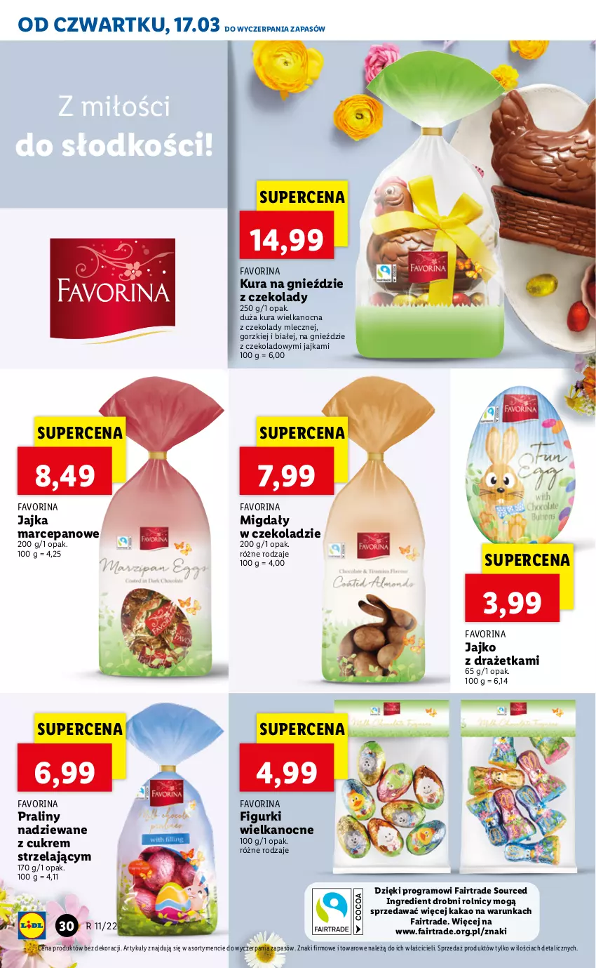 Gazetka promocyjna Lidl - GAZETKA - ważna 17.03 do 20.03.2022 - strona 30 - produkty: Fa, Gra, Kakao, Migdały, Migdały w czekoladzie, Praliny