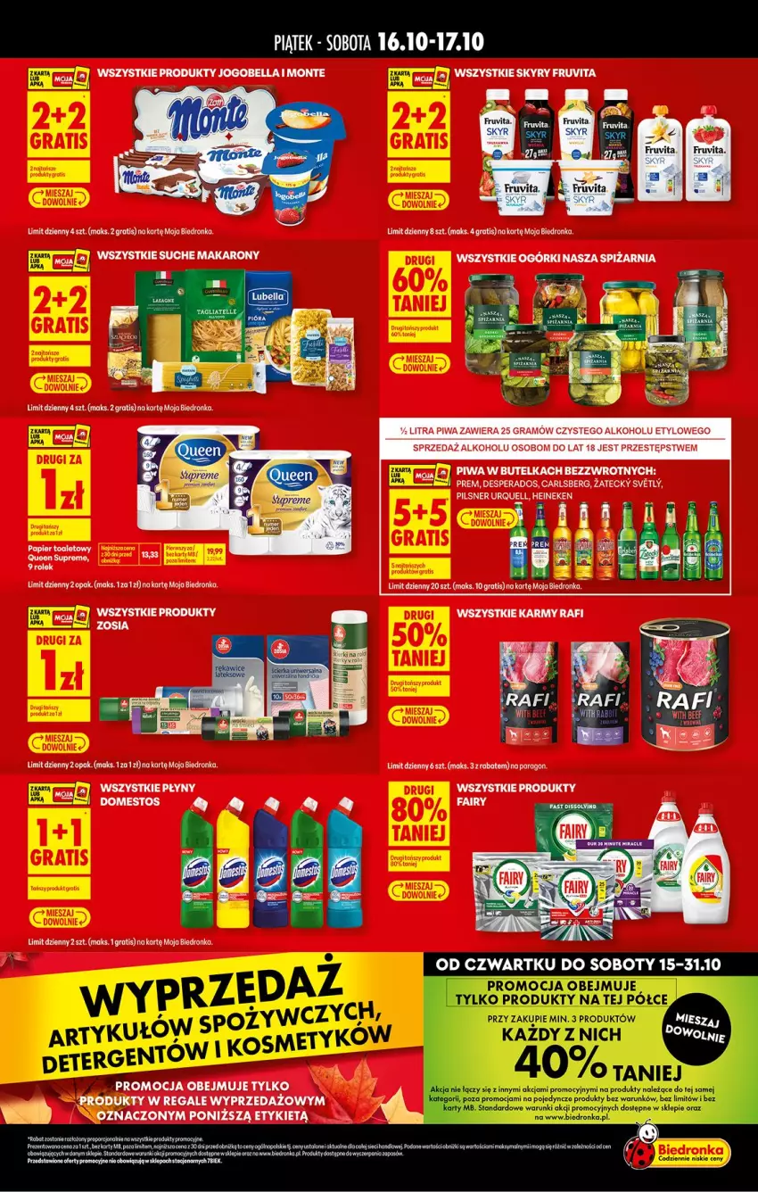 Gazetka promocyjna Biedronka - Tani Weekend - ważna 16.10 do 17.10.2026 - strona 2 - produkty: Carlsberg, Desperados, Domestos, Fa, Fairy, Gra, Mop, Papier, Papier toaletowy, Piwa