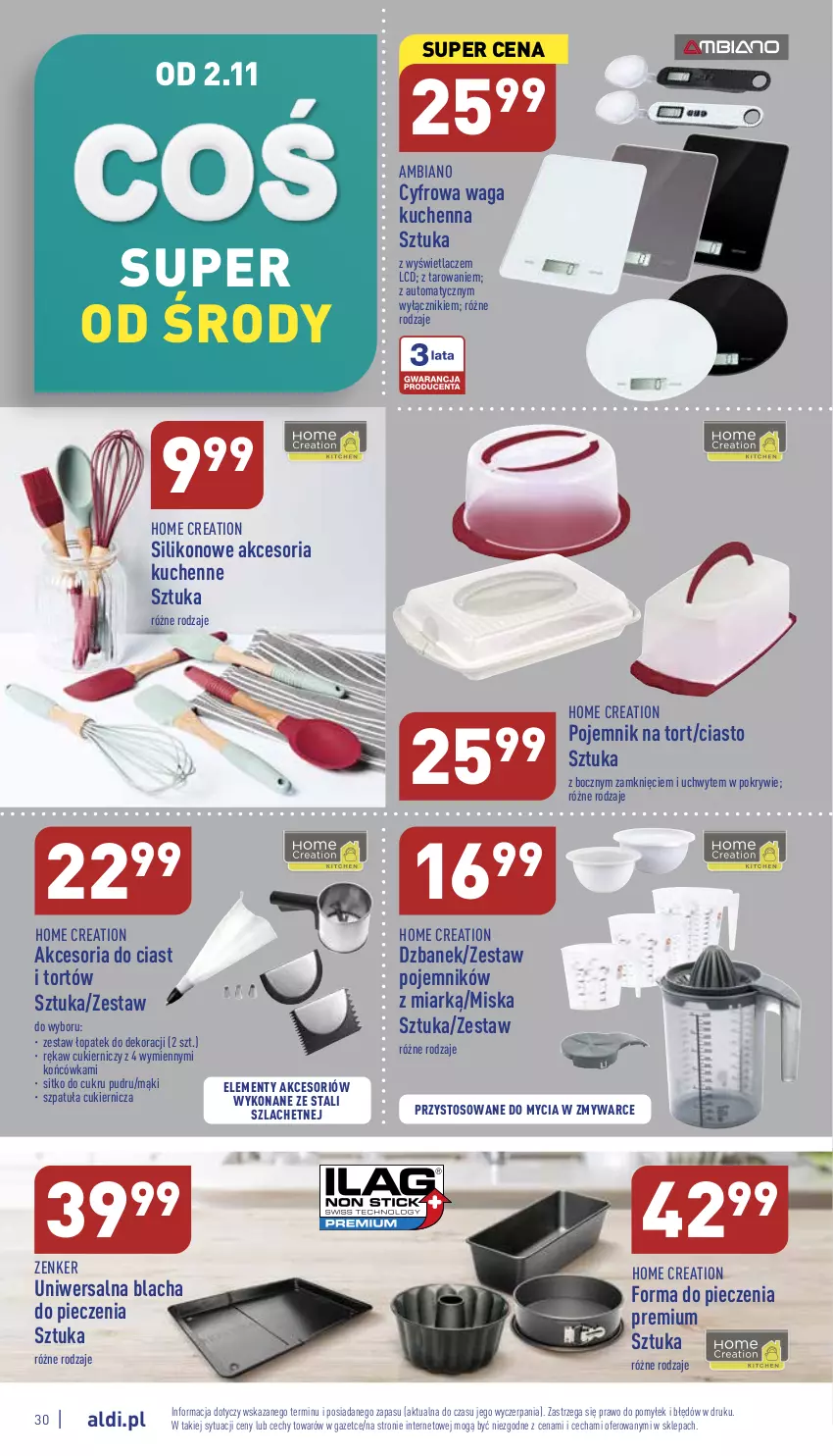 Gazetka promocyjna Aldi - Pełny katalog - ważna 31.10 do 05.11.2022 - strona 30 - produkty: Blacha do pieczenia, Cukier, Dzbanek, Forma do pieczenia, Miska, Piec, Pojemnik, Sitko, Waga