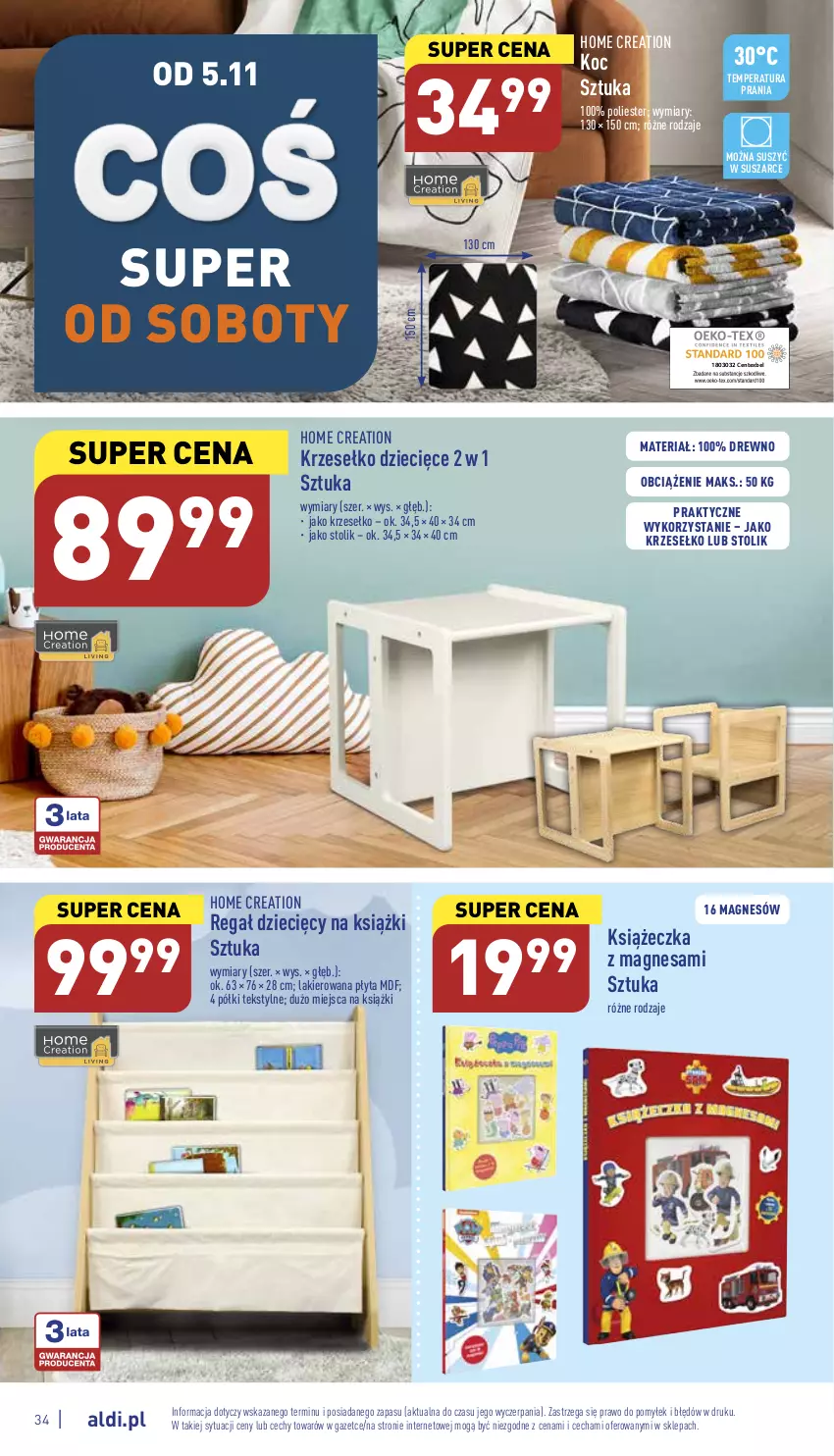 Gazetka promocyjna Aldi - Pełny katalog - ważna 31.10 do 05.11.2022 - strona 34 - produkty: Dzieci, Koc, Lakier, Płyta, Regał, Stolik