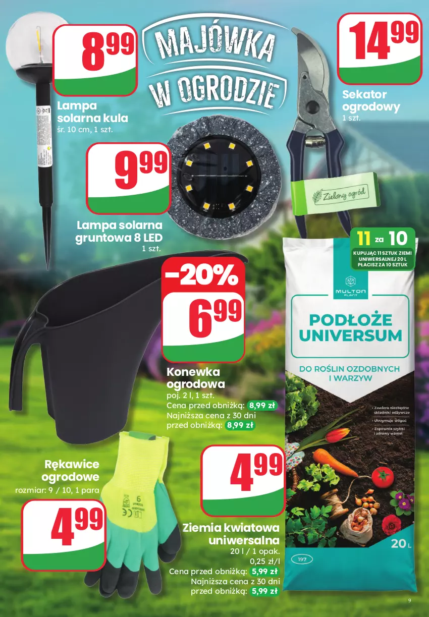 Gazetka promocyjna Dino - Katalog - Czas na majówkę 2026 - ważna 29.04 do 02.05.2026 - strona 9 - produkty: Grunt, Konewka, Lampa, Rękawice, Sekator
