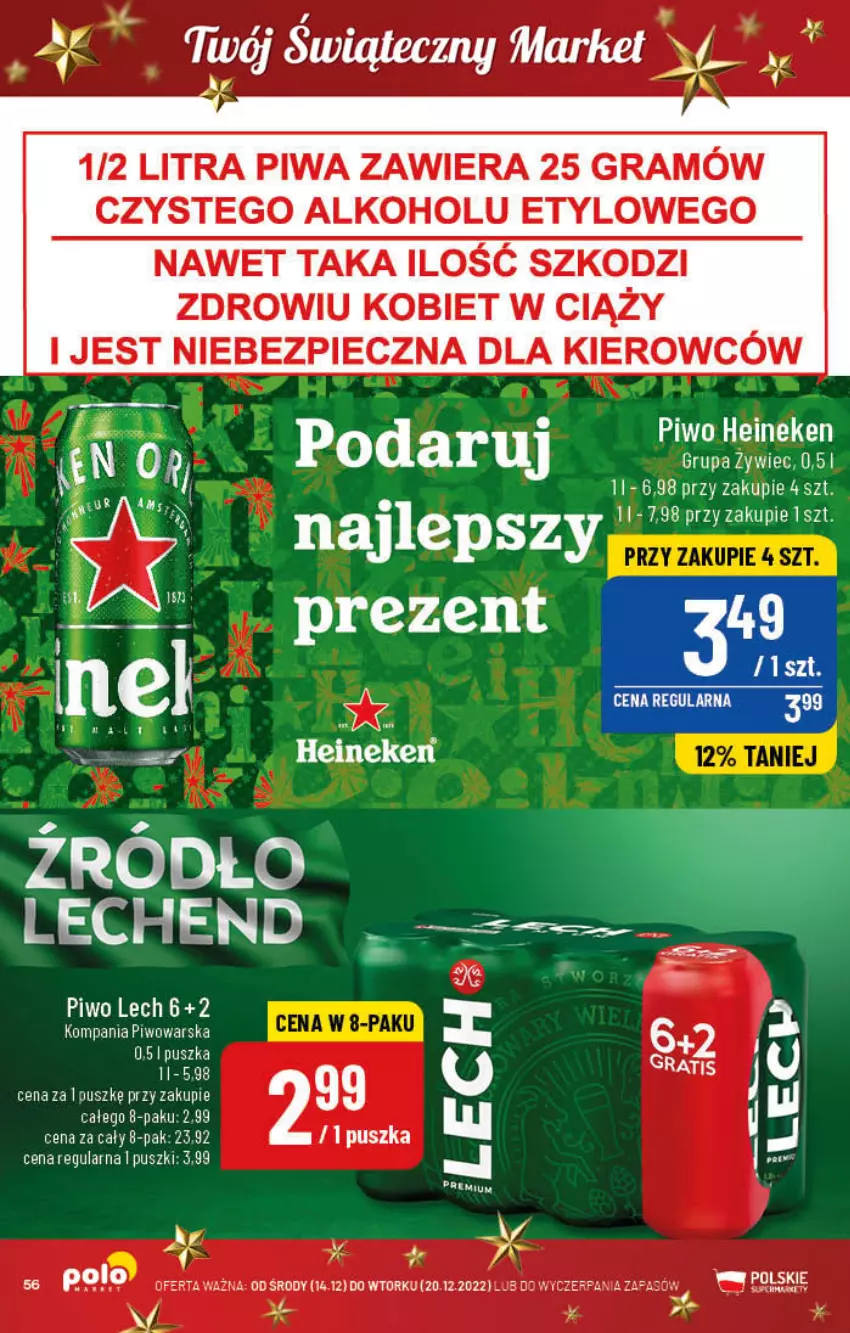 Gazetka promocyjna PoloMarket - Gazetka pomocyjna - ważna 14.12 do 20.12.2022 - strona 56 - produkty: Gra, Heineken, Piec, Piwa, Piwo