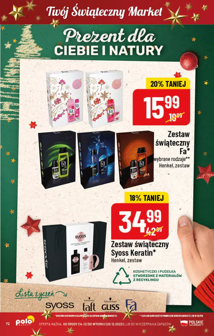 Gazetka promocyjna PoloMarket - Gazetka pomocyjna - ważna 14.12 do 20.12.2022 - strona 72 - produkty: Fa, Syoss