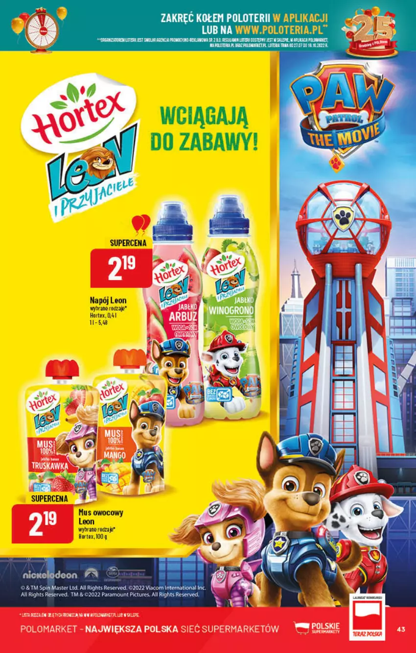 Gazetka promocyjna PoloMarket - Gazetka pomocyjna - ważna 14.09 do 20.09.2022 - strona 43 - produkty: Hortex, Leon, Napój