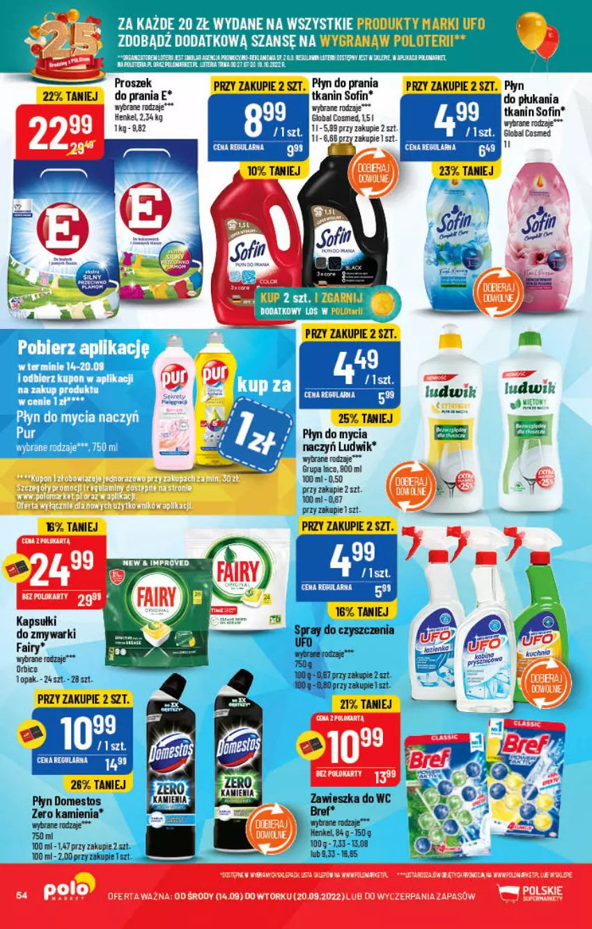 Gazetka promocyjna PoloMarket - Gazetka pomocyjna - ważna 14.09 do 20.09.2022 - strona 54 - produkty: Domestos, Ludwik, Płyn do mycia, Płyn do prania, Spray do czyszczenia