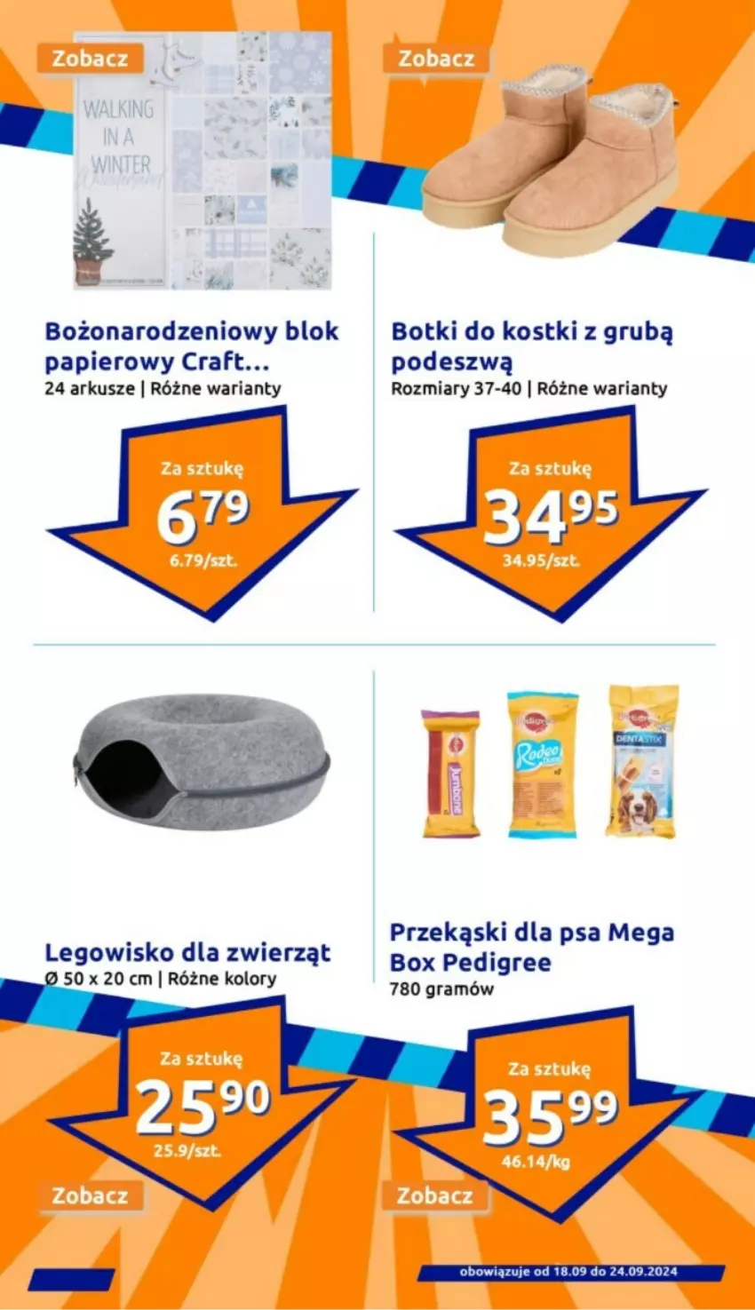 Gazetka promocyjna Action - ważna 18.09 do 24.09.2024 - strona 16 - produkty: Botki, Gra, LEGO, Legowisko, Papier, Pedigree, Przekąski dla psa