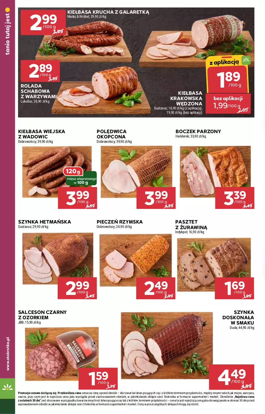 Gazetka promocyjna Stokrotka - Market - ważna 07.11 do 13.11.2024 - strona 8 - produkty: Boczek, Gala, Kiełbasa, Kiełbasa krakowska, Kiełbasa krucha, Kiełbasa wiejska, Mięso, Owoce, Pasztet, Piec, Pieczeń rzymska, Polędwica, Rolada, Salceson, Szynka, Warzywa