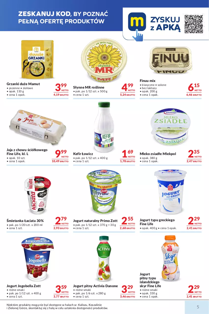 Gazetka promocyjna Makro - Mega oferty dla Twojego Sklepu - ważna 21.07 do 03.08.2026 - strona 5 - produkty: Activia, Bell, Bella, Danone, Finuu, Isla, Jaja, Jogobella, Jogurt, Jogurt naturalny, Jogurt pitny, Kefir, Kosz, Mleko, Mleko zsiadłe, Słynne, Słynne MR Roślinne, Szal, Zott