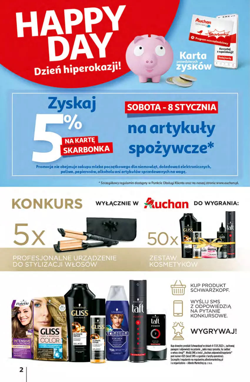 Gazetka promocyjna Auchan - Małe Ceny Hipermarkety - ważna 04.01 do 12.01.2022 - strona 2 - produkty: Gra, Gry, Kosz, Papier, Schwarzkopf