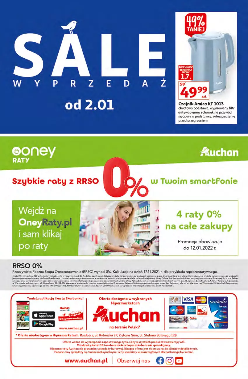 Gazetka promocyjna Auchan - Małe Ceny Hipermarkety - ważna 04.01 do 12.01.2022 - strona 32 - produkty: Amica, Czajnik, Dres, Fa, Isana, Piec, Por, Przewód, Ser, Top