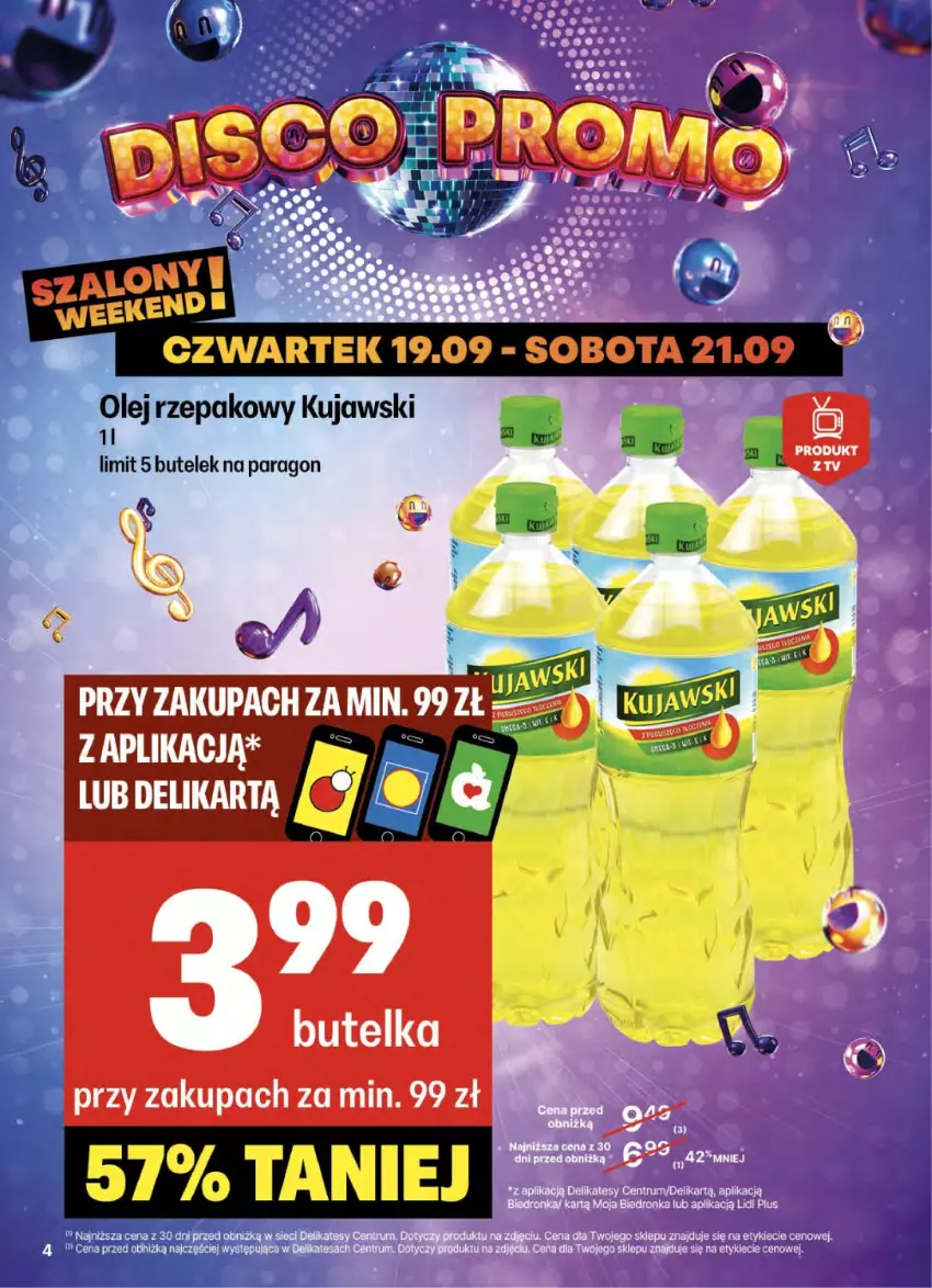 Gazetka promocyjna Delikatesy Centrum - NOWA GAZETKA Delikatesy Centrum od 19 września! 19-25.09.2024 - ważna 19.09 do 25.09.2024 - strona 4 - produkty: Kujawski, Olej, Olej rzepakowy