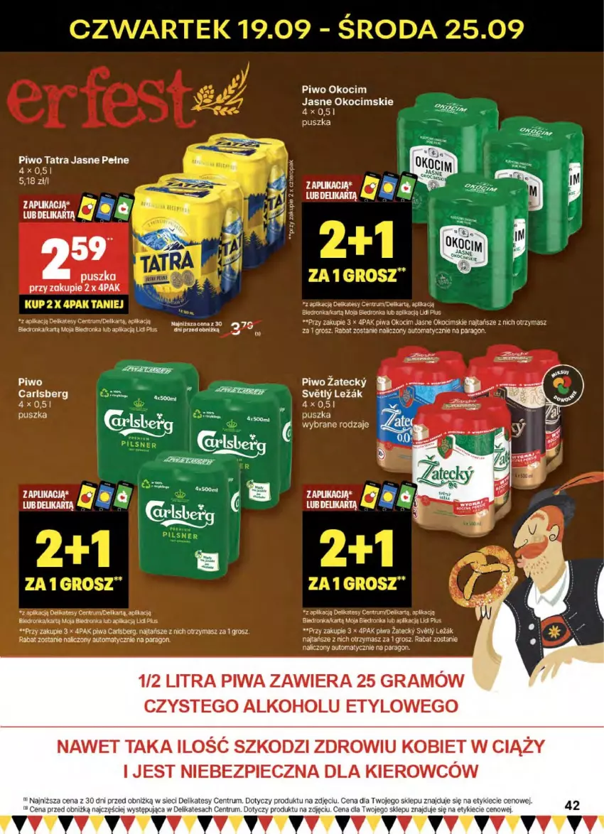 Gazetka promocyjna Delikatesy Centrum - NOWA GAZETKA Delikatesy Centrum od 19 września! 19-25.09.2024 - ważna 19.09 do 25.09.2024 - strona 42 - produkty: Carlsberg, Gra, Koc, Okocim, Piec, Piwa, Piwo, Rum, Tatra