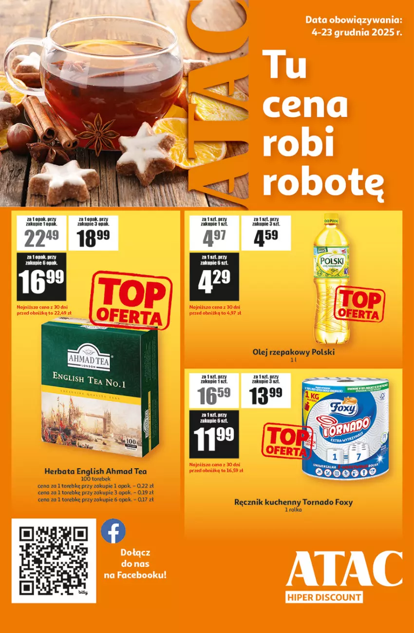Gazetka promocyjna Auchan - ATAC Hiper Discount - ważna 04.12 do 24.12.2025 - strona 1 - produkty: Fa, Foxy, Herbata, Olej, Olej rzepakowy, Ręcznik, Ręcznik kuchenny