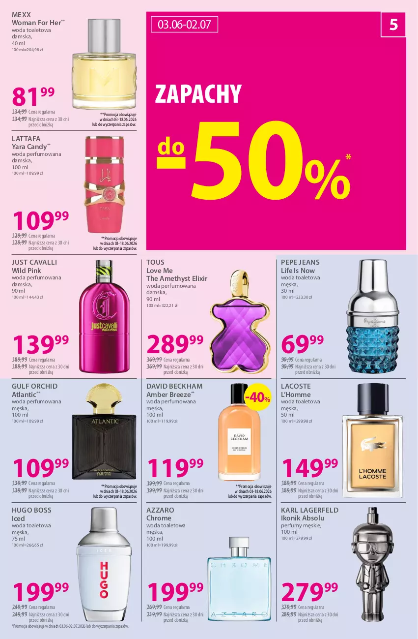Gazetka promocyjna Hebe - Gazetka - ważna 03.06 do 18.06.2026 - strona 5 - produkty: Azzaro, Candy, David Beckham, Fa, Hugo Boss, Karl Lagerfeld, Lacoste, Mexx, Perfum, Woda, Woda perfumowana, Woda toaletowa