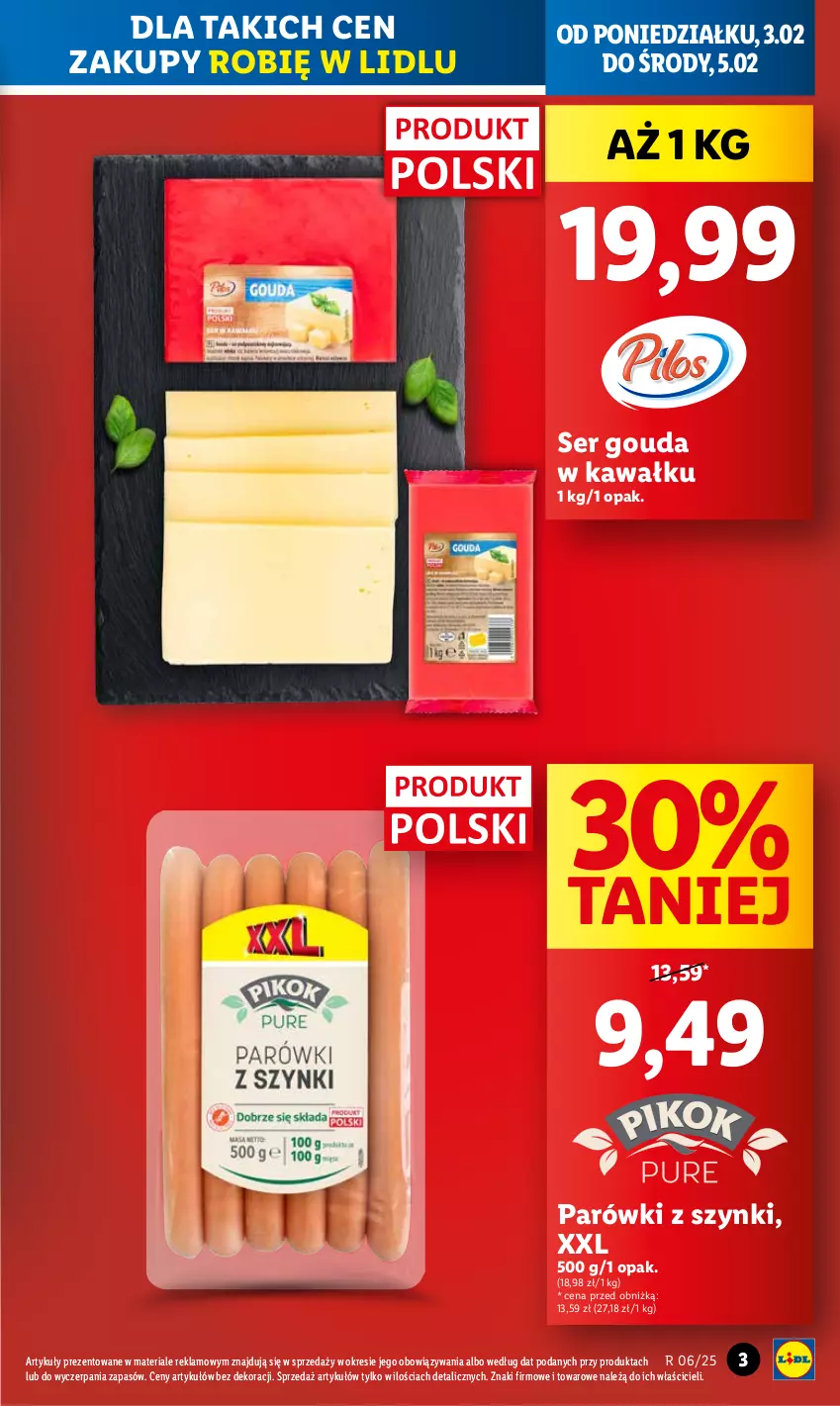 Gazetka promocyjna Lidl - GAZETKA - ważna 03.02 do 05.02.2025 - strona 3 - produkty: Gouda, Kawa, Parówki, Parówki z szynki, Ser