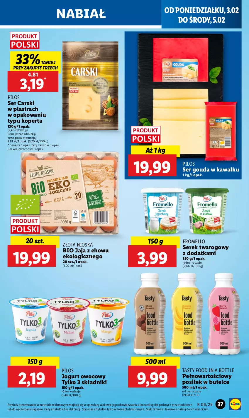 Gazetka promocyjna Lidl - GAZETKA - ważna 03.02 do 05.02.2025 - strona 39 - produkty: Cars, Gouda, Jaja, Jogurt, Jogurt owocowy, Kawa, Pilos, Ser, Serek, Serek twarogowy