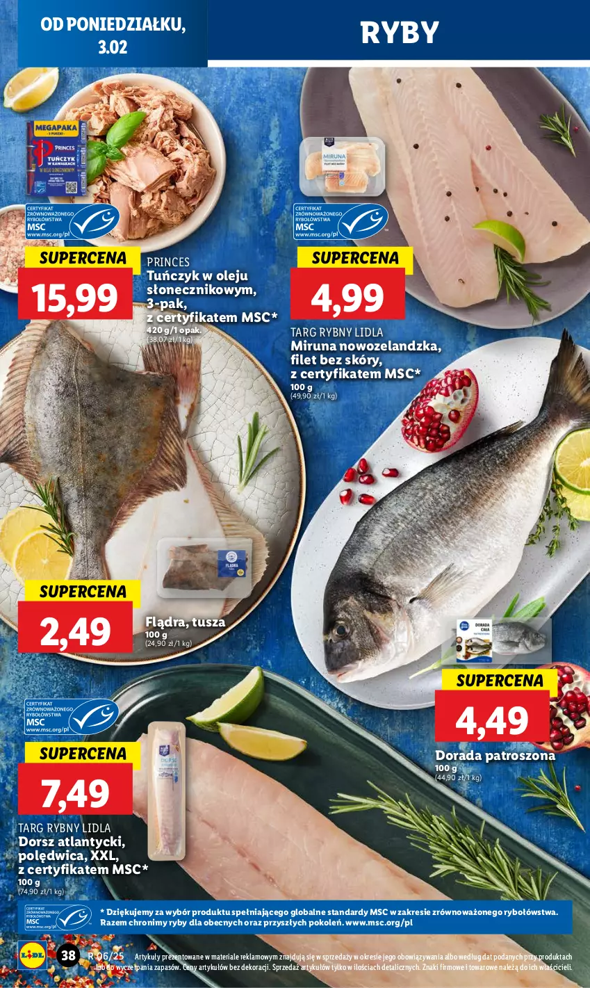 Gazetka promocyjna Lidl - GAZETKA - ważna 03.02 do 05.02.2025 - strona 40 - produkty: Dorsz, Miruna, Olej, Polędwica, Tuńczyk, Tusz