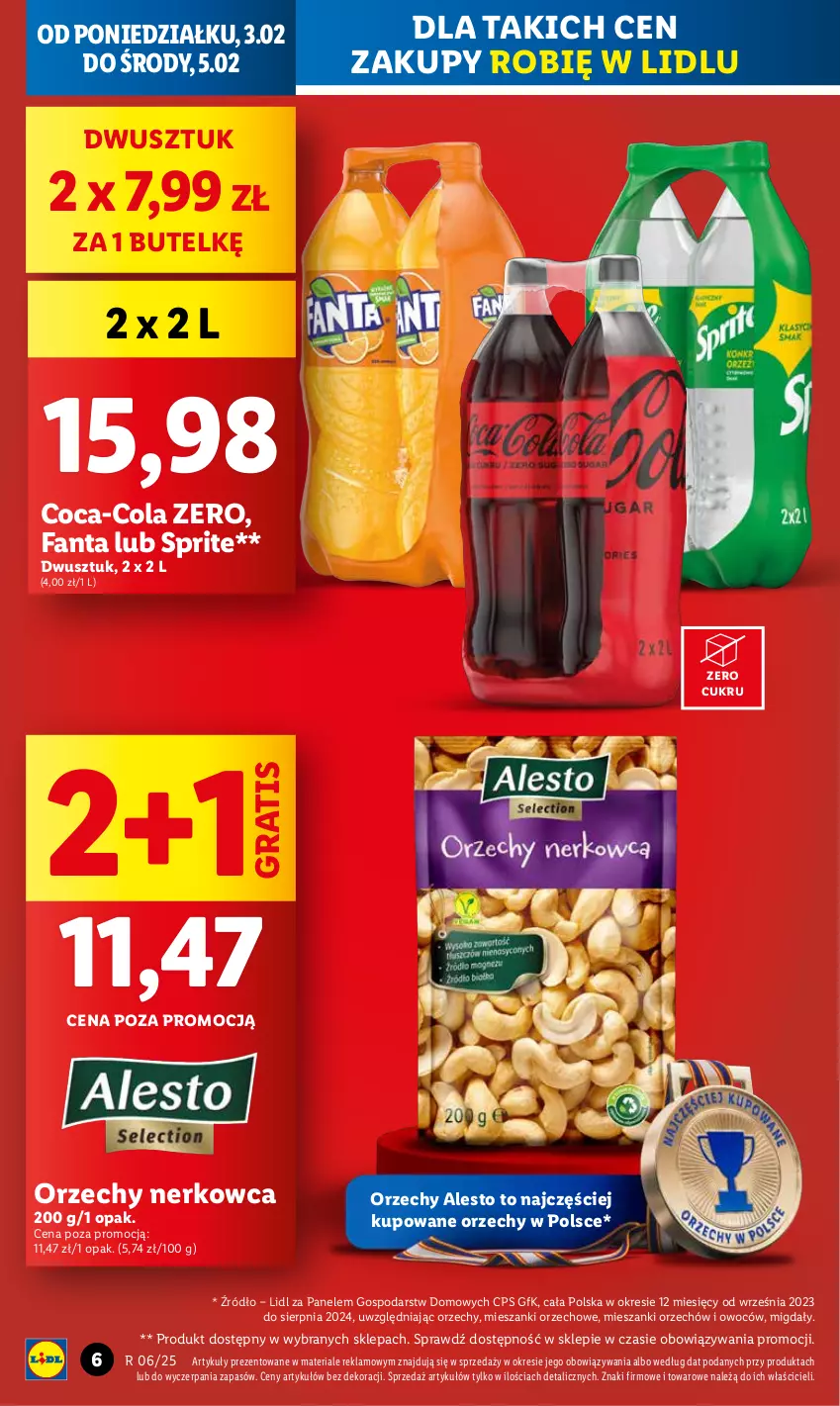 Gazetka promocyjna Lidl - GAZETKA - ważna 03.02 do 05.02.2025 - strona 6 - produkty: Coca-Cola, Fa, Fanta, Gra, Migdały, Sprite