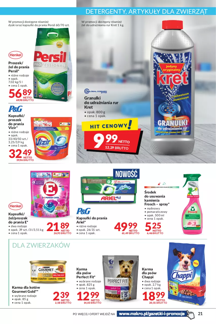 Gazetka promocyjna Makro - Najlepsze oferty - oferta z alkoholem - ważna 02.11 do 14.11.2022 - strona 21 - produkty: Ariel, Chappi, Frosch, Gourmet Gold, Gra, Kapsułki do prania, Kret, Persil, Proszek do prania, Vizir