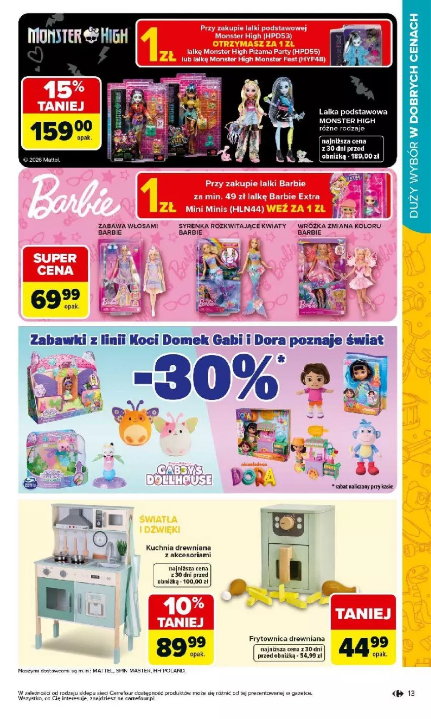 Gazetka promocyjna Carrefour - Gazetka Łap super okazje od poniedziałku! - ważna 30.03 do 11.04.2026 - strona 13 - produkty: Barbie, Fa, Kuchnia, Lalka, Mattel