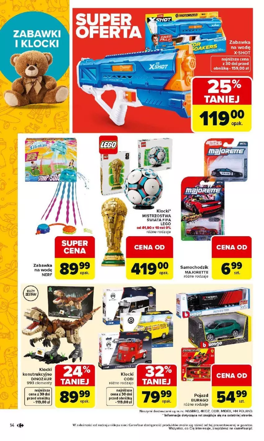 Gazetka promocyjna Carrefour - Gazetka Łap super okazje od poniedziałku! - ważna 30.03 do 11.04.2026 - strona 14 - produkty: Chodzik, Dinozaur, Fa, Hasbro, Klocki, LEGO, Nerf, Pojazd, Zabawka