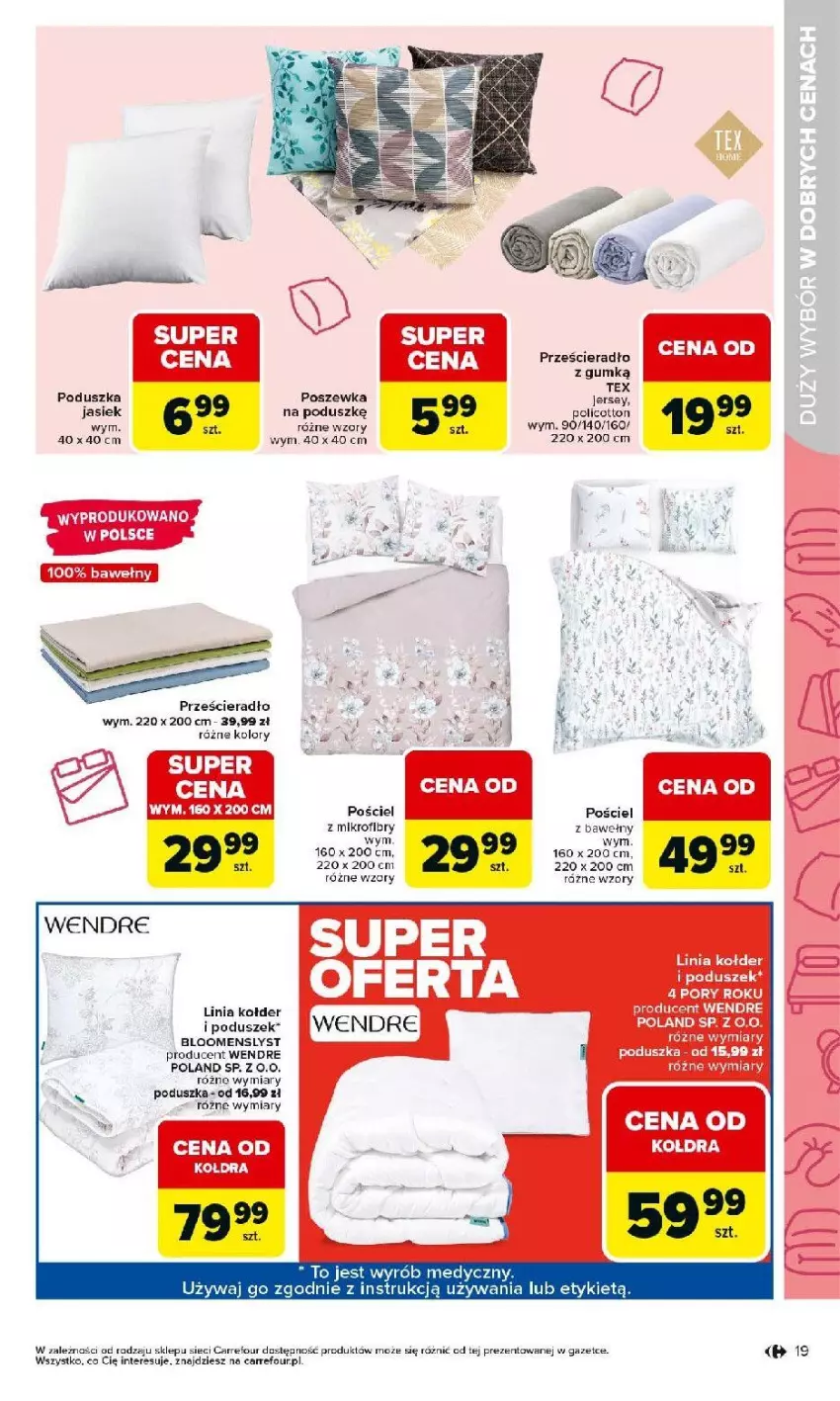 Gazetka promocyjna Carrefour - Gazetka Łap super okazje od poniedziałku! - ważna 30.03 do 11.04.2026 - strona 19 - produkty: Fa, Kołdra, Poduszka, Por, Pościel, Poszewka, Prześcieradło