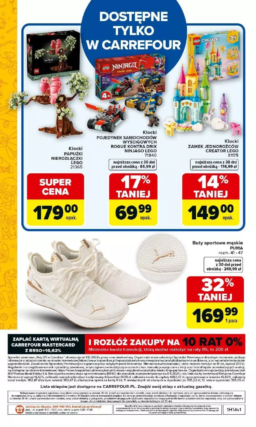 Gazetka promocyjna Carrefour - Gazetka Łap super okazje od poniedziałku! - ważna 30.03 do 11.04.2026 - strona 20 - produkty: Brie, Buty, Fa, Gra, Kask, Klocki, Kosz, LEGO, LEGO Creator, Por, Puma, Sok, Sport, Top, Tran