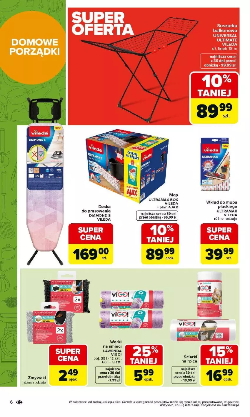 Gazetka promocyjna Carrefour - Gazetka Łap super okazje od poniedziałku! - ważna 30.03 do 11.04.2026 - strona 6 - produkty: AEG, Ajax, Mop, Rama, Ser, Vileda, Wkład do mopa