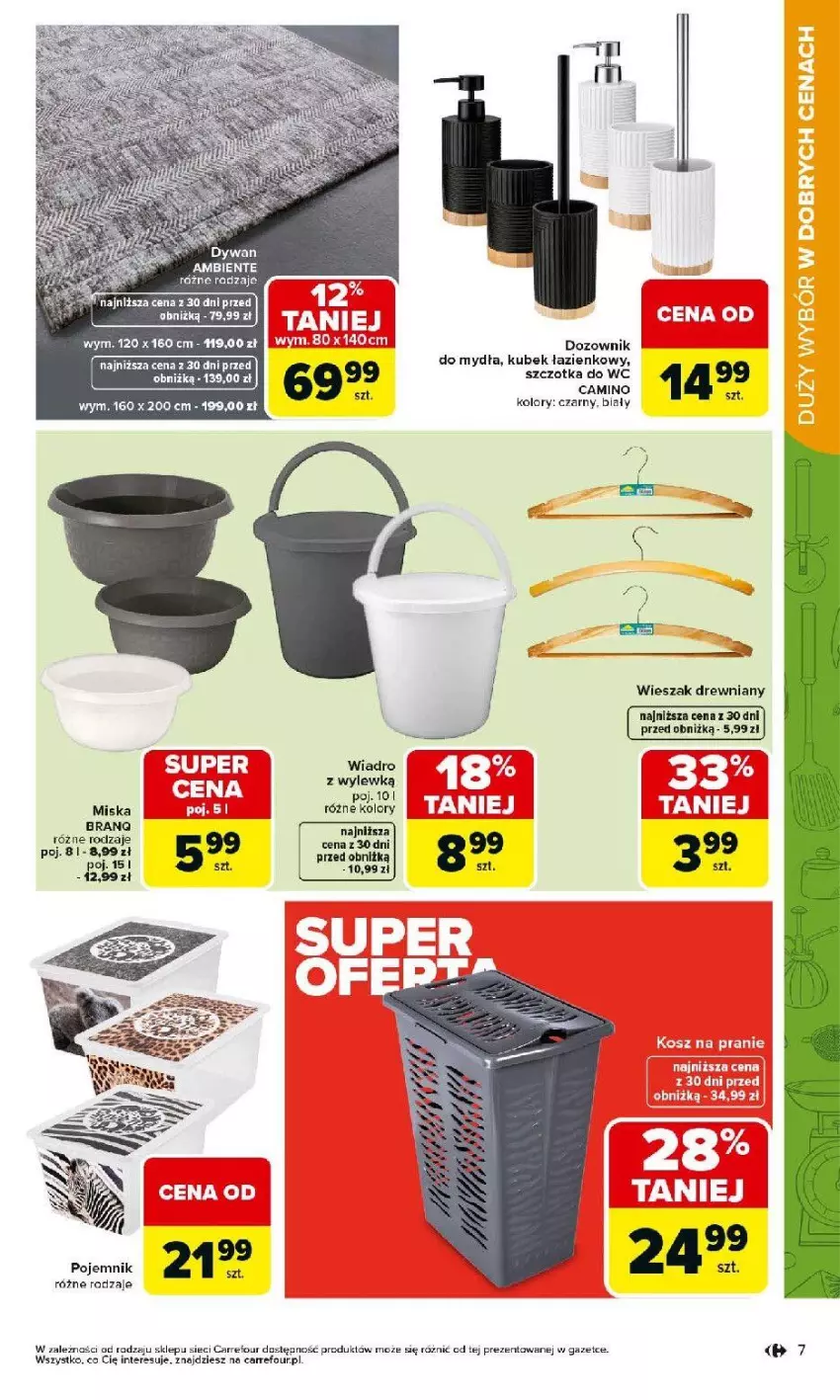 Gazetka promocyjna Carrefour - Gazetka Łap super okazje od poniedziałku! - ważna 30.03 do 11.04.2026 - strona 7 - produkty: Dozownik, Fa, Kubek, Miska, Pojemnik, Szczotka, Szczotka do WC, Wieszak