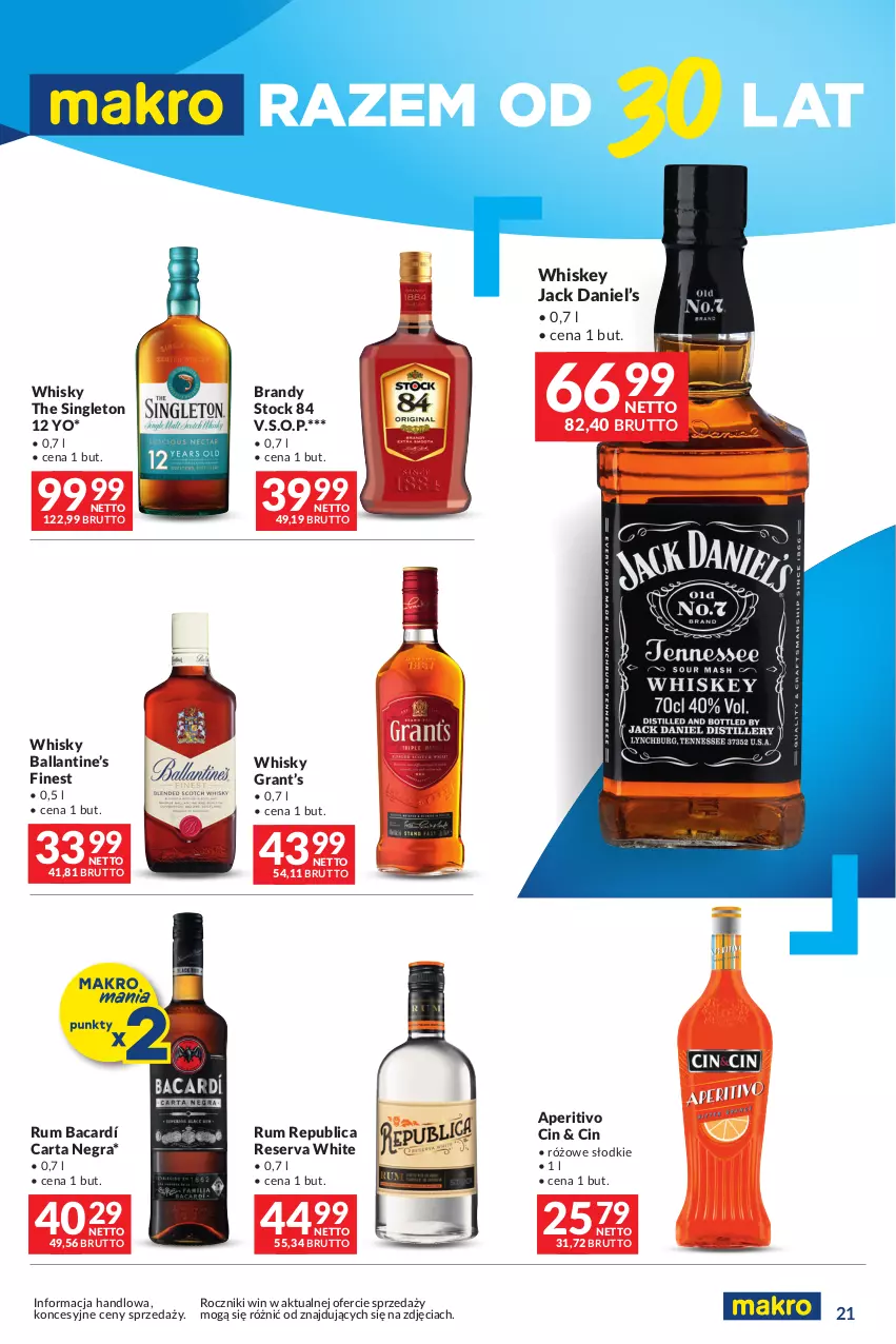 Gazetka promocyjna Makro - Oferta dla Twojego biznesu - oferta z alkoholem - ważna 20.02 do 04.03.2024 - strona 21 - produkty: Brandy, Gra, Rum, Ser, Stock, Whiskey, Whisky