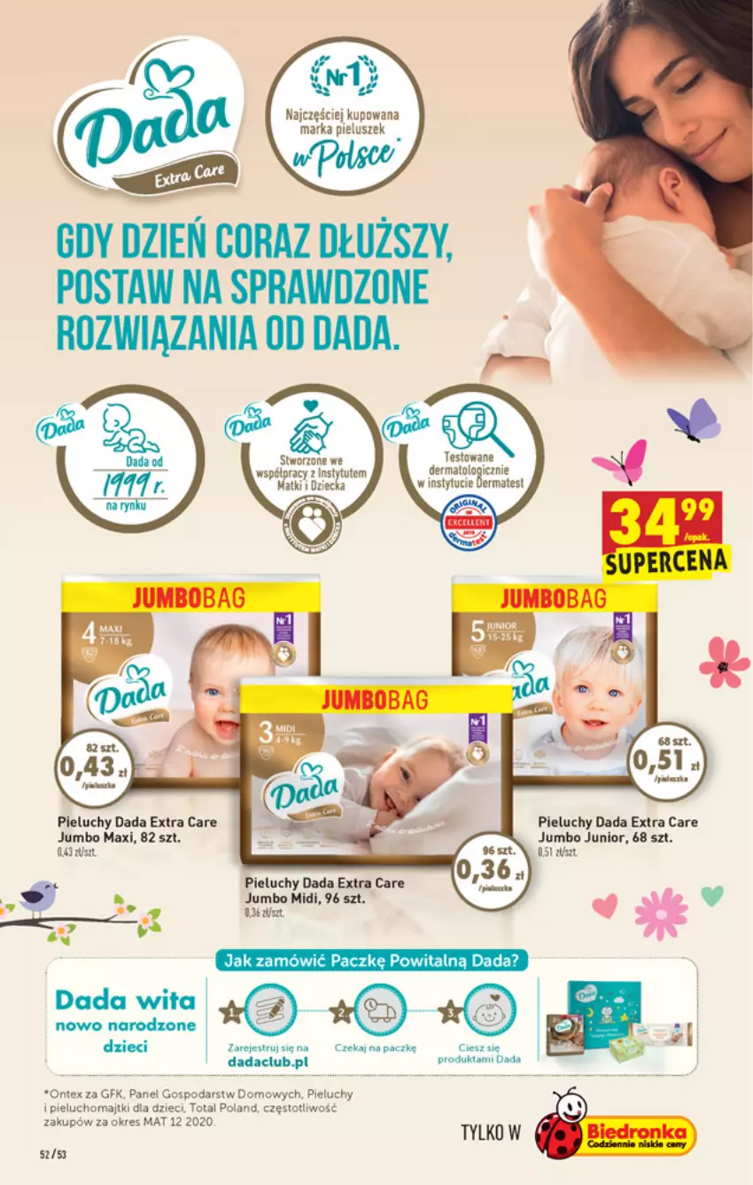 Gazetka promocyjna Biedronka - W tym tygodniu - ważna 11.03 do 17.03.2021 - strona 52 - produkty: Dada, Dzieci, Majtki, Pieluchomajtki, Pieluchy