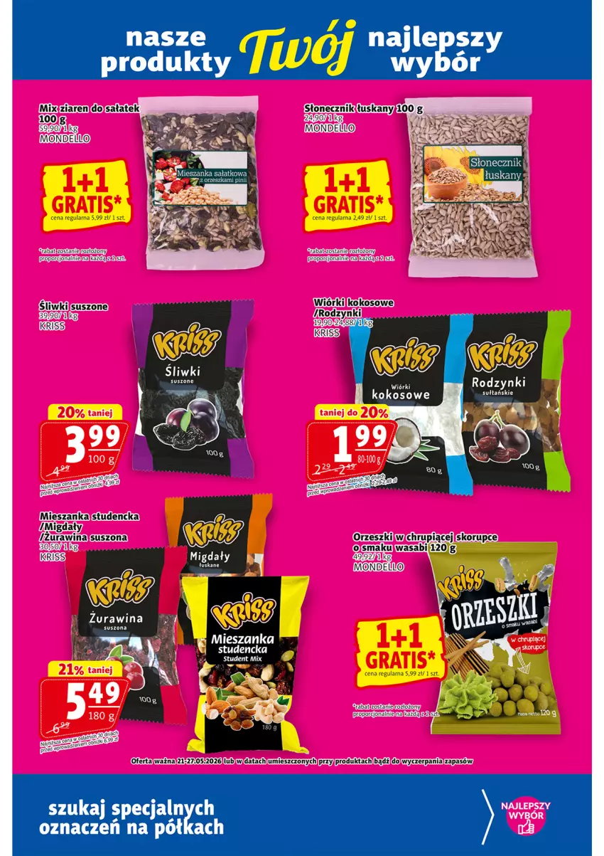 Gazetka promocyjna Prim Market - ważna 21.05 do 27.05.2026 - strona 17 - produkty: Dell, Gra, Kokos, Mieszanka studencka, Migdały, Orzeszki, Półka, Por, Sony, Wasa, Wiórki kokosowe
