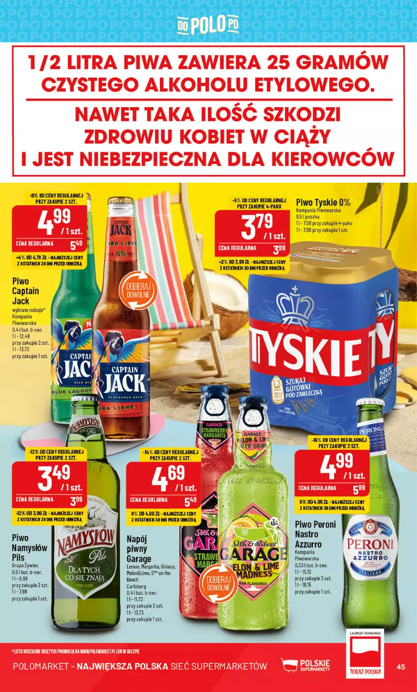 Gazetka promocyjna PoloMarket - Gazetka pomocyjna - ważna 12.07 do 18.07.2023 - strona 45 - produkty: Captain Jack, Carlsberg, Gin, Laur, Namysłów, Piwo, Tyskie