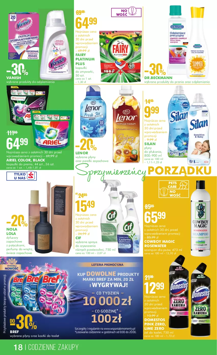 Gazetka promocyjna Super Pharm - Gazetka - ważna 29.06 do 12.07.2023 - strona 18 - produkty: Ariel, Bref, Cif, Domestos, Fa, Fairy, Kapsułki do prania, Lack, Lenor, Perełki zapachowe, Perfum, Por, Silan, Szampon, Vanish, Zmywarki