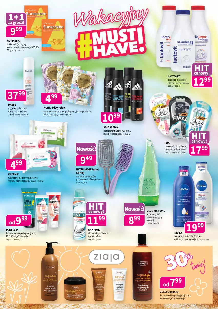 Gazetka promocyjna Drogerie Polskie - Gazetka - ważna 11.07 do 31.07.2025 - strona 3 - produkty: Adidas, BIC, Cleanic, Dezodorant, Dezynfekcja, Kosmetyki do pielęgnacji, Makijaż, Nivea, PAESE, Papier, Perfecta, Sanytol, Ziaja