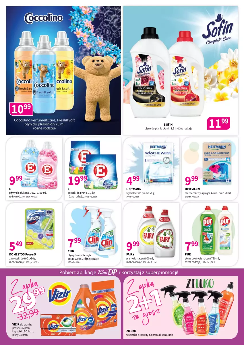 Gazetka promocyjna Drogerie Polskie - Gazetka - ważna 11.07 do 31.07.2025 - strona 8 - produkty: Chusteczki, Clin, Do mycia naczyń, Domestos, Fa, Fairy, Pur, Vizir, Zawieszki