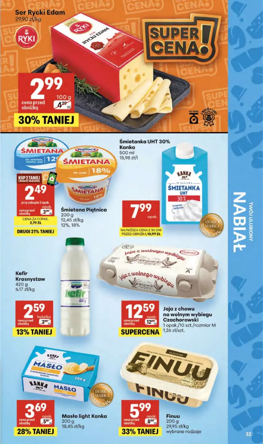 Gazetka promocyjna Delikatesy Centrum - Franczyza DC23 Czwartek - ważna 03.06 do 10.06.2026 - strona 32 - produkty: Edam, Jaja, Kefir, Masło, Piątnica, Rycki Edam, Ser