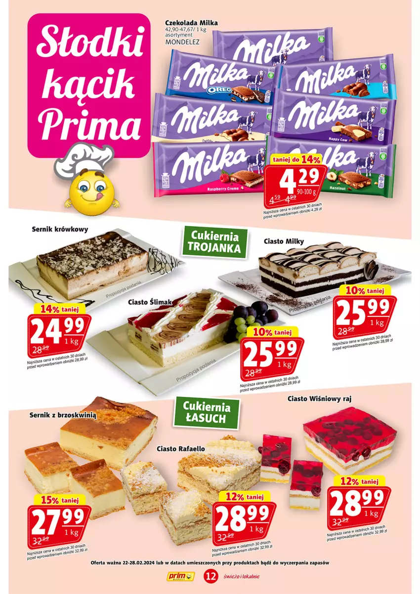 Gazetka promocyjna Prim Market - ważna 22.02 do 28.02.2024 - strona 12 - produkty: Cukier, Czekolada, Milka
