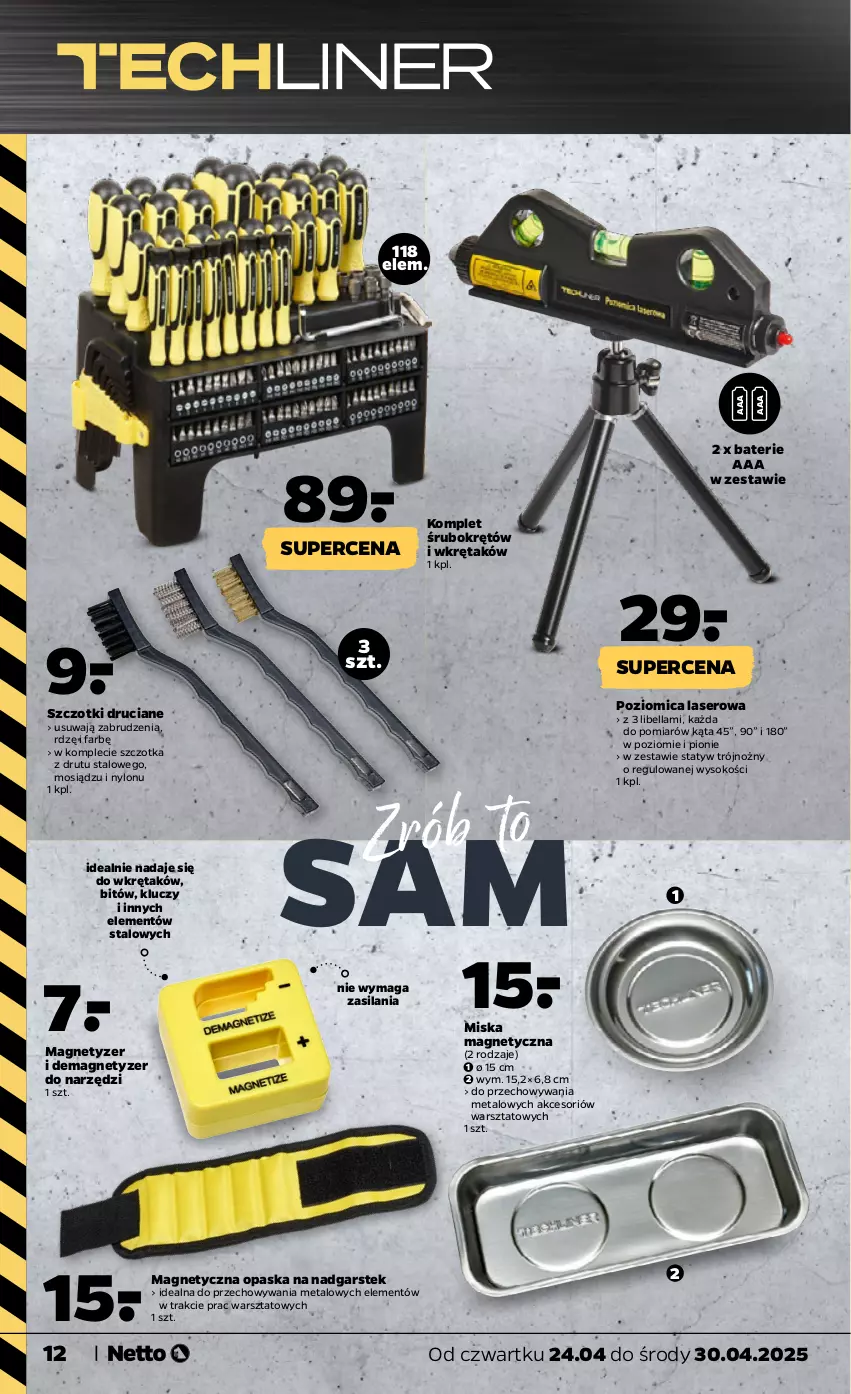 Gazetka promocyjna Netto - Od Czwartku Przemysłowa - ważna 24.04 do 30.04.2025 - strona 12 - produkty: Bell, Bella, Fa, Miska, Noż, Opaska, Poziomica, Ser, Silan, Sok, Stek, Szczotka, Wkręt
