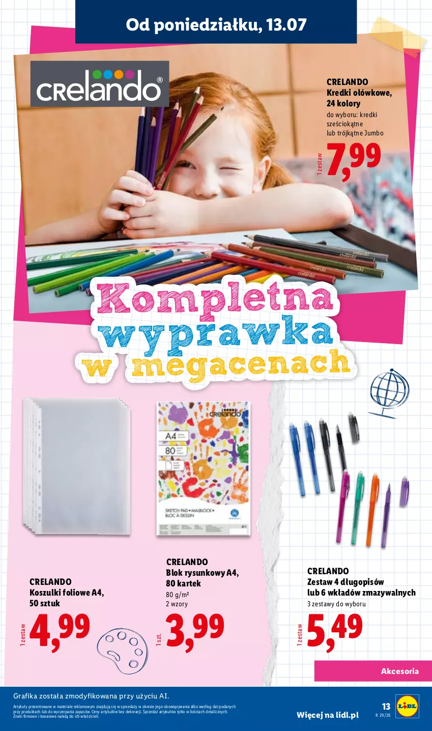 Gazetka promocyjna Lidl - Kompletna wyprawka w megacenach - ważna 11.07 do 31.07.2026 - strona 13 - produkty: Długopis, Gra, Grafika, Kosz
