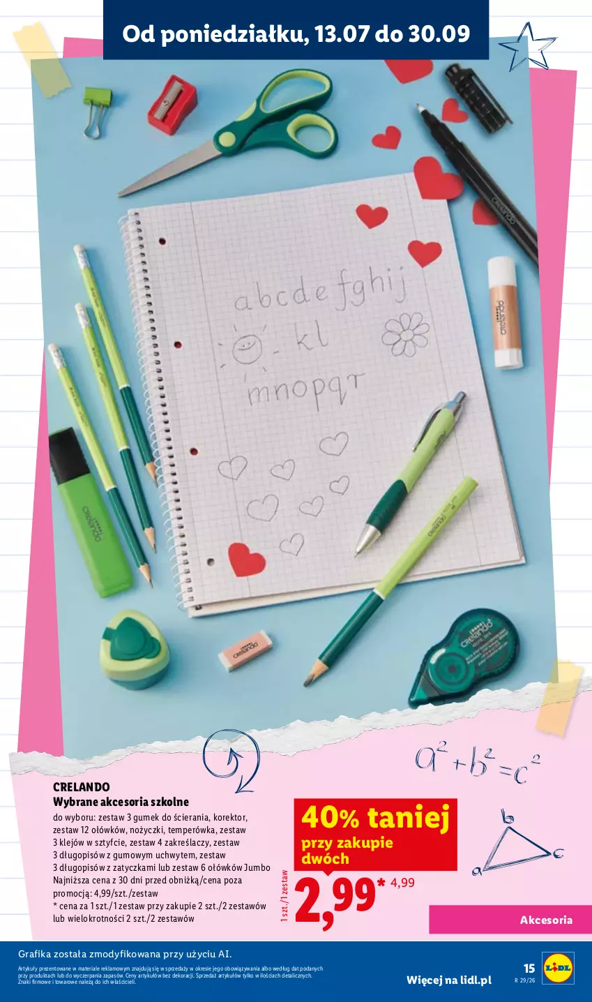 Gazetka promocyjna Lidl - Kompletna wyprawka w megacenach - ważna 11.07 do 31.07.2026 - strona 15 - produkty: Długopis, Gra, Grafika, Klej, Noż, Nożyczki