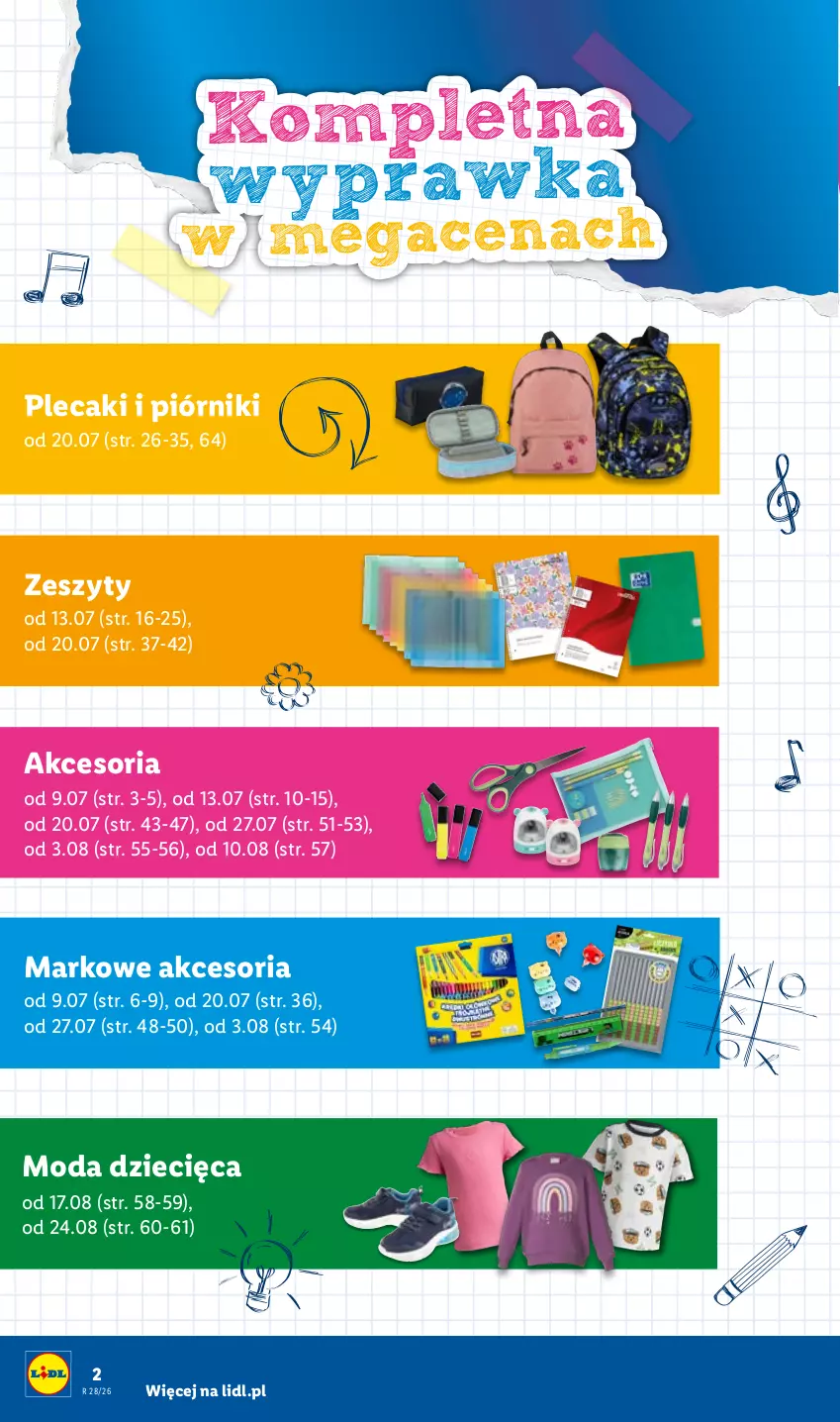 Gazetka promocyjna Lidl - Kompletna wyprawka w megacenach - ważna 11.07 do 31.07.2026 - strona 2 - produkty: Dzieci, Moda, Piórnik, Plecak