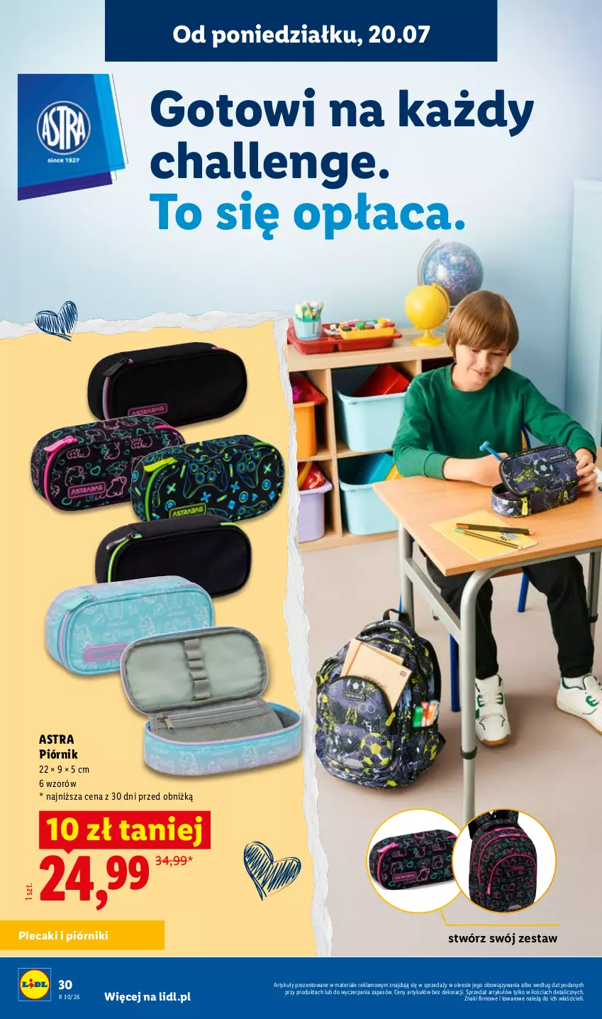 Gazetka promocyjna Lidl - Kompletna wyprawka w megacenach - ważna 11.07 do 31.07.2026 - strona 30 - produkty: Piórnik, Plecak