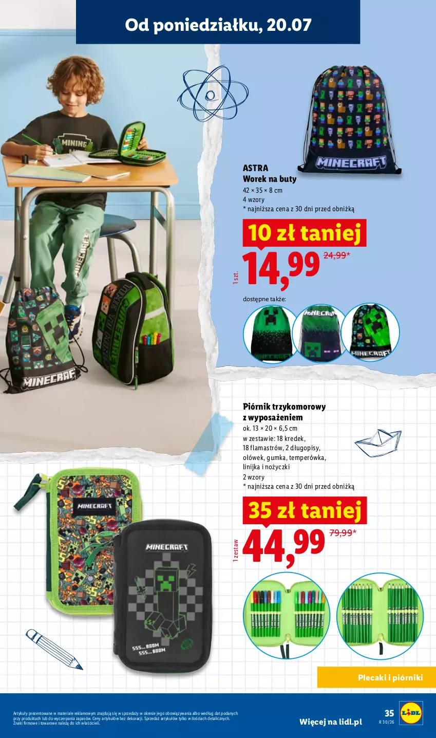 Gazetka promocyjna Lidl - Kompletna wyprawka w megacenach - ważna 11.07 do 31.07.2026 - strona 35 - produkty: Buty, Długopis, Noż, Nożyczki, Piórnik, Plecak