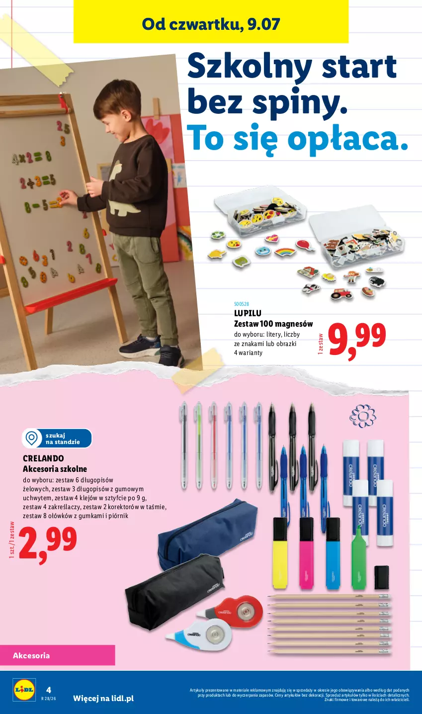 Gazetka promocyjna Lidl - Kompletna wyprawka w megacenach - ważna 11.07 do 31.07.2026 - strona 4 - produkty: Długopis, Klej, Obraz, Piórnik