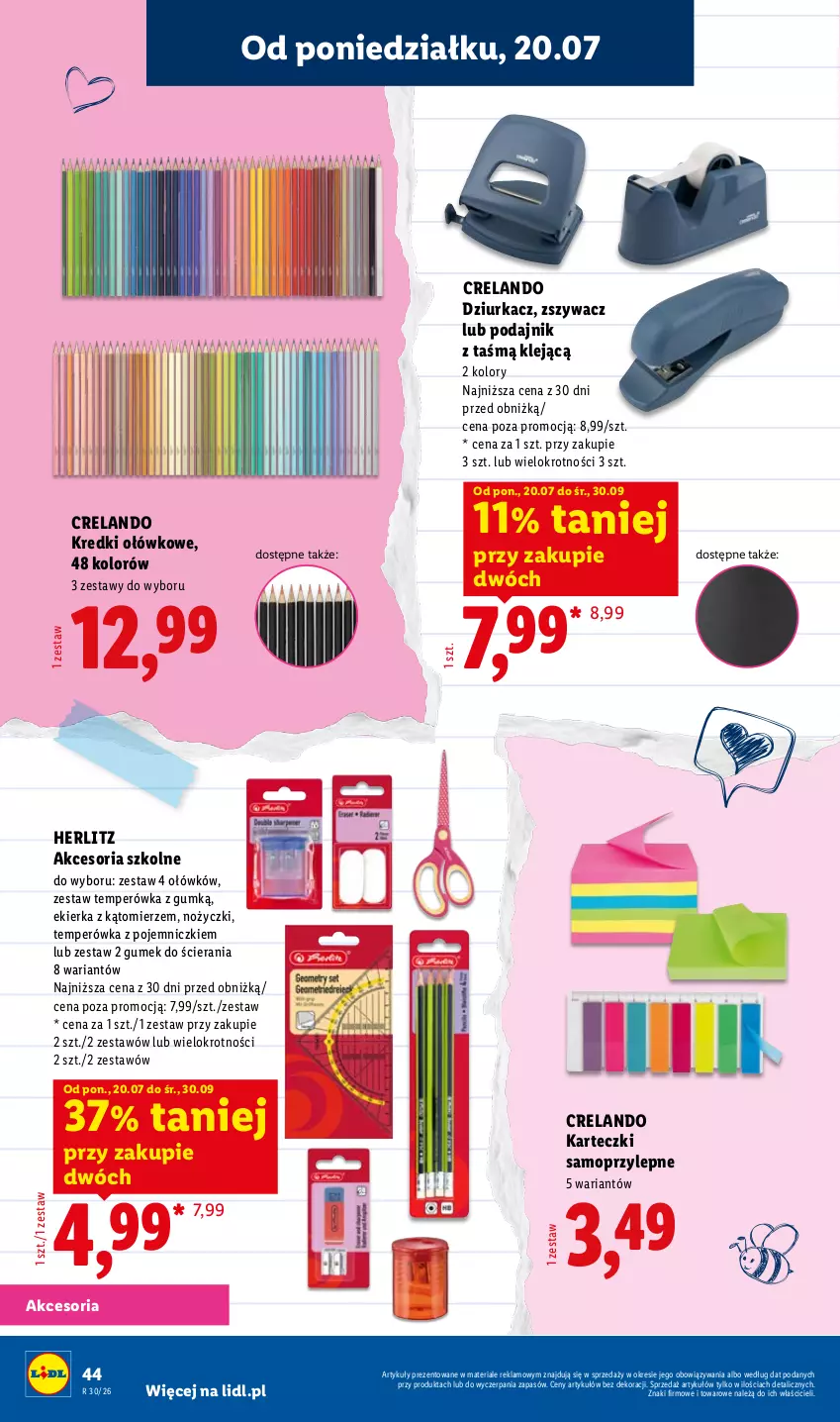 Gazetka promocyjna Lidl - Kompletna wyprawka w megacenach - ważna 11.07 do 31.07.2026 - strona 44 - produkty: Karteczki samoprzylepne, Klej, Mop, Noż, Nożyczki